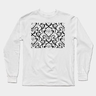 Black and White Vintage Paisley Pattern Long Sleeve T-Shirt